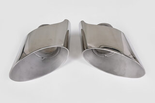 Sport Exhaust Tip Set 993 Narrow Body - Angle Cut Design - Polished Stainless Steel - 4.7"W x 3.3"H