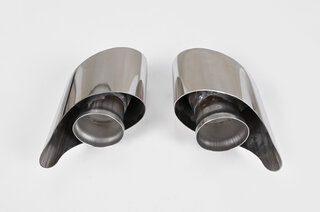 Sport Exhaust Tip Set 993 Narrow Body - Angle Cut Design - Polished Stainless Steel - 4.7"W x 3.3"H