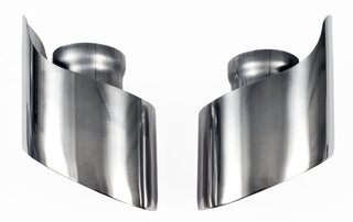 Sport Exhaust Tip Set 993 Narrow Body - Angle Cut Design - Polished Stainless Steel - 4.7"W x 3.3"H