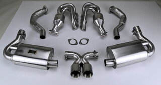 Klappen-Abgasanlage "BROMBACHER" 981 Cayman / Boxster Edelstahl , 200 Zeller "HD" 2x90mm Endrohre