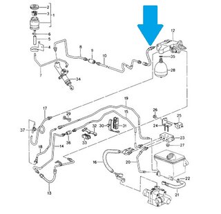 Clutch Hose 993 Turbo - Stainless Steel - 13.2 inch (33.5 cm) - Brass Connections