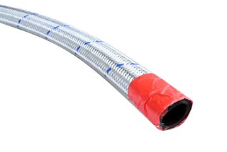 Breather Hose -Engine to Oil Reservoir- 25x33 mm - Sold Per Meter, outside silver steel braiding