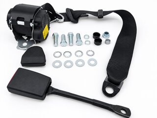 Ceinture de sécurité AV 3 pts noire à enrouleur avec flexible de serrure de 22cm.