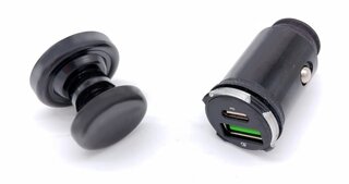 USB Adapter (USB A und C) für Zigarettenanzünder 911/ 912 (1965-68) - Schwarz