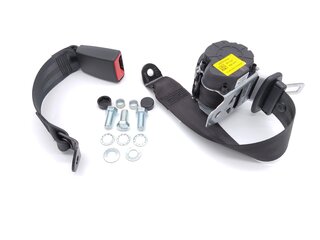 Seat Belt 911 - Rear - Black - 3 Point with 30cm Buckle + Installation Kit - German Aftermarket