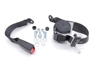 Seat Belt 911 - Rear - Black - 3 Point with 30cm Buckle + Installation Kit - German Aftermarket