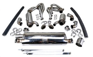 GT Abgasanlage mit ID42mm GT-Fächerkrümmer - 2x 200cpsi - Endrohr 89x130mm gebürstet - TÜV