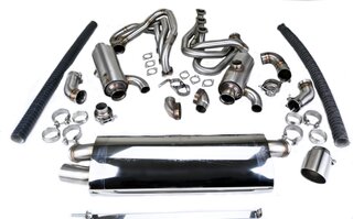GT Abgasanlage mit ID42mm GT-Fächerkrümmer - 2x 200cpsi - Endrohr 89x130mm gebürstet - TÜV