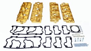 Ventildeckel-Satz 964 - Alu - gefräst - (4 Stck) inkl. Zubehör - Gold - 40 Jahre Jubiläum Edition