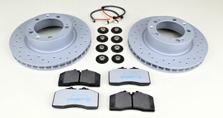 Bremsenservice-Kit komplett - VA 968 92-95 Sport ( gelochte Bremsscheiben, Pagid Street+ )