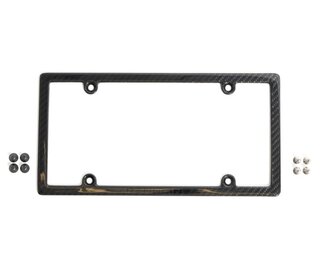 License Plate Frame - Carbon Fiber - Lettering Black - US Version Universal