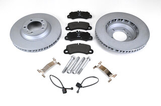 Kit service freins AV complet 958.3 Cayenne avec disques, plaquettes, témoins et  vis  ( PET 18", vt