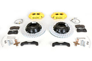 Brembo-Sport System GT (4-Kolben) 345x28mm, HA gelochte Scheiben, Bremssattel gelb