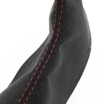 Habillage levier de vitesses - ancantara noir - coutures rouges - 996/986 Boxster 96-99