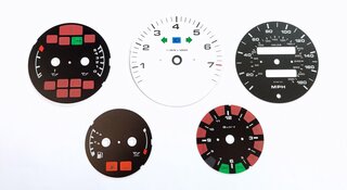 FVD Brombacher Instrument Face Set 964 / 993 - Black/White Tach - U.S. Design - Manual Transmission