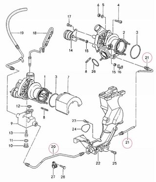 Ölleitungssatz Absaugung Turbolader 993 Turbo/ GT2