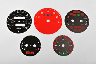 FVD Brombacher Instrument Face Set 964 / 993 - Black/Red Tach - U.S. Design - Manual Transmission