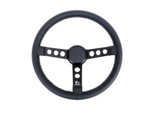 Lenkrad 3-Speichen Ø 360mm - Leder Schwarz - Speichen Schwarz - Hupenknopfring Schwarz