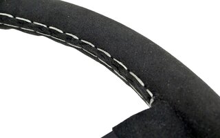 Lenkrad 3-Speichen Ø 360mm - Alcantara Schwarz - Speichen Schwarz - Hupenknopfring Schwarz