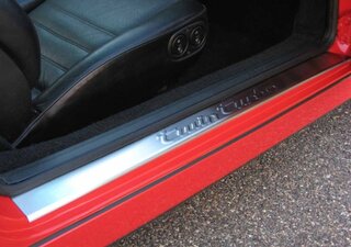 Door Sill Set 993 Turbo / 993 GT2 - Rennline - Stainless Steel - Silver - Twin Turbo Logo