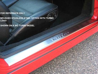 Door Sill Set 930 Turbo / 965 Turbo / 993 Turbo - Rennline - Stainless Steel - Black - Turbo Logo