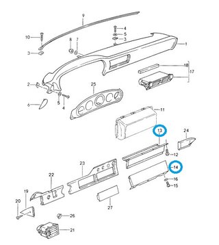 Dashboard AB Delete Panel 964 / 993 - Passengers Side - Perforated - Lightweight Aluminum