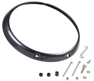 Head Light Adjustment Ring 911/ 912/ 930  1965-89   - Carbon-Look - for Euro H4 Head Light