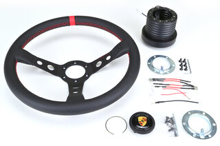 Lenkrad GT - ROT - inkl. Nabe (Rückrüstadapter) 964,965 Ø350mm, ohne TÜV