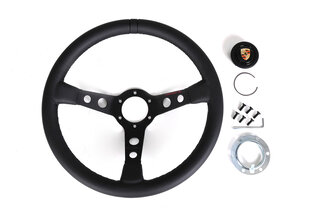 GT Race Steering Wheel - Black Leather - Black Indicator & Stiching - ø 350 mm - Without Hub