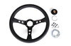 GT Race Steering Wheel - Black Leather - Black Indicator & Stiching - ø 350 mm - Without Hub