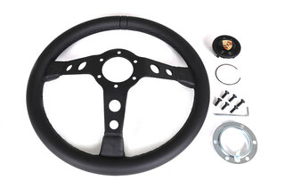 GT Race Steering Wheel - Black Leather - Black Indicator & Stiching - ø 350 mm - Without Hub