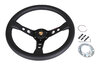 GT Race Steering Wheel - Black Leather - Black Indicator & Stiching - ø 350 mm - Without Hub