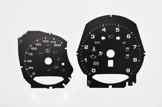 Zifferblattsatz Schwarz 718 Boxster Spyder  Schalter - mp/h -  mit Logo