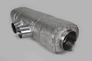 Muffler out of Exhaust System Race 997 GT3 Cup "M&M" , with tips 2x76mm, thermoprotection