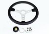 MOMO Steering Wheel - Prototipo - Black Leather - Silver Spokes - 370 mm - 6 x 70 mm Bolt Pattern