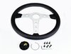 MOMO Steering Wheel - Prototipo - Black Leather - Silver Spokes - 370 mm - 6 x 70 mm Bolt Pattern