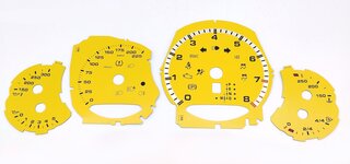 Zifferblattsatz Racing Gelb 991 Turbo S, PDK,  mp/h, Fahrenheit, Logo
