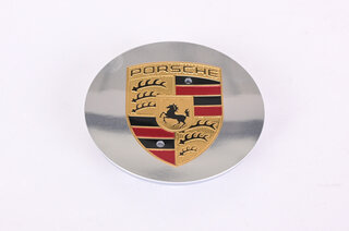 Capuchon de roue argent chrome, konkav, avec écusson couleur