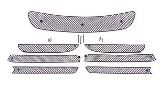 Front Bumper Grill Set 991.1 C2 - Complete - Black - With Parking Sensors