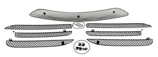 Front Bumper Grill Set 991.1 C4S - Complete - Black - With Parking Sensors