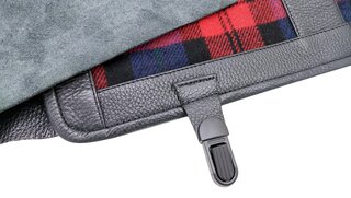 Classic Porsche Tool Bag | Black Leather & Red + Blue Tartan (Plaid) | Without Tools