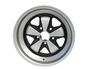 Jante 9x16 ET15 copie Fuchs - TÜV - centre noir satiné + batons et bord anodisé - TÜV