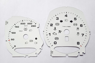 Instrument Face Set 718 Boxster - White - KPH - Manual - 280 KPH
