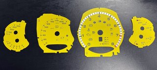 FVD Brombacher Instrument Face Set 991.1 Turbo - Racing Yellow - PDK - MPH - With Logo + Tach Ring