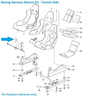 Racing Harness Mount Kit - Tunnel Side - Short - For Snap-in Style Lap Belts