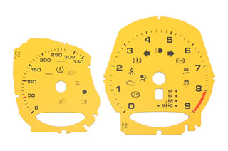 Instrument Face Set 718 Cayman GT4 - Racing Yellow - PDK - KPH - 330 KPH