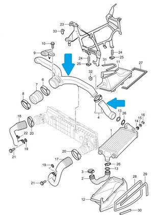 997.1 Turbo / GT2  Hi - Flow Y Pipe mit Serien LLK - Silber