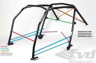Cage acier 993 coupé (croix+barre s/s tableau+double protections lat.+barre harnais+appuis tunnel