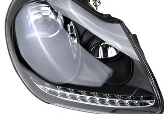 Front Xenon Projector Head Light Set + LED Turn Signal + LED Park Light 955 Cayenne - Black - Euro