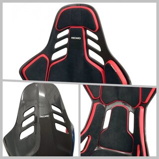 Recaro Podium CF - Passenger Side - Medium - Carbon + Black Alcantara / Red Leather - Track / Street